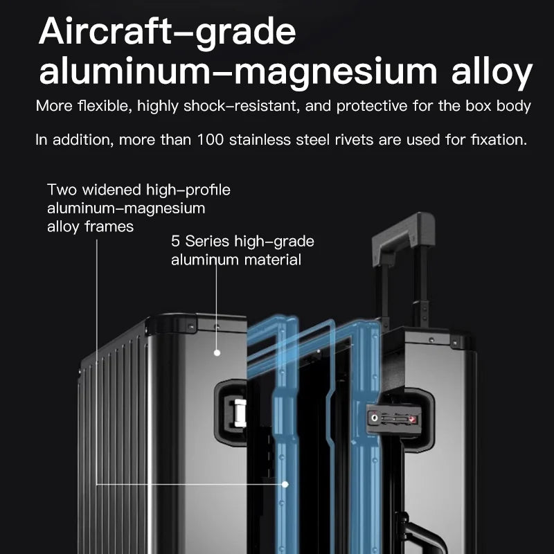 The Aviator 2026: All-Alluminum Magnesium Alloy Luxury Suitcase.